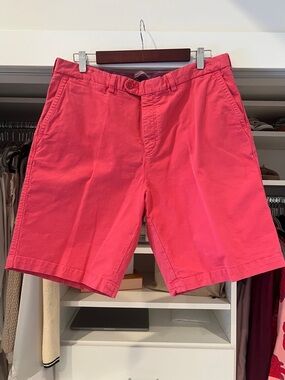 Bugatchi Coral Pink Flat Front Chino Shorts